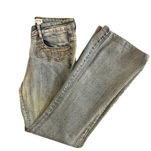 Cache Womens Jeans Light Wash Embellished Pockets Bootcut Size 6